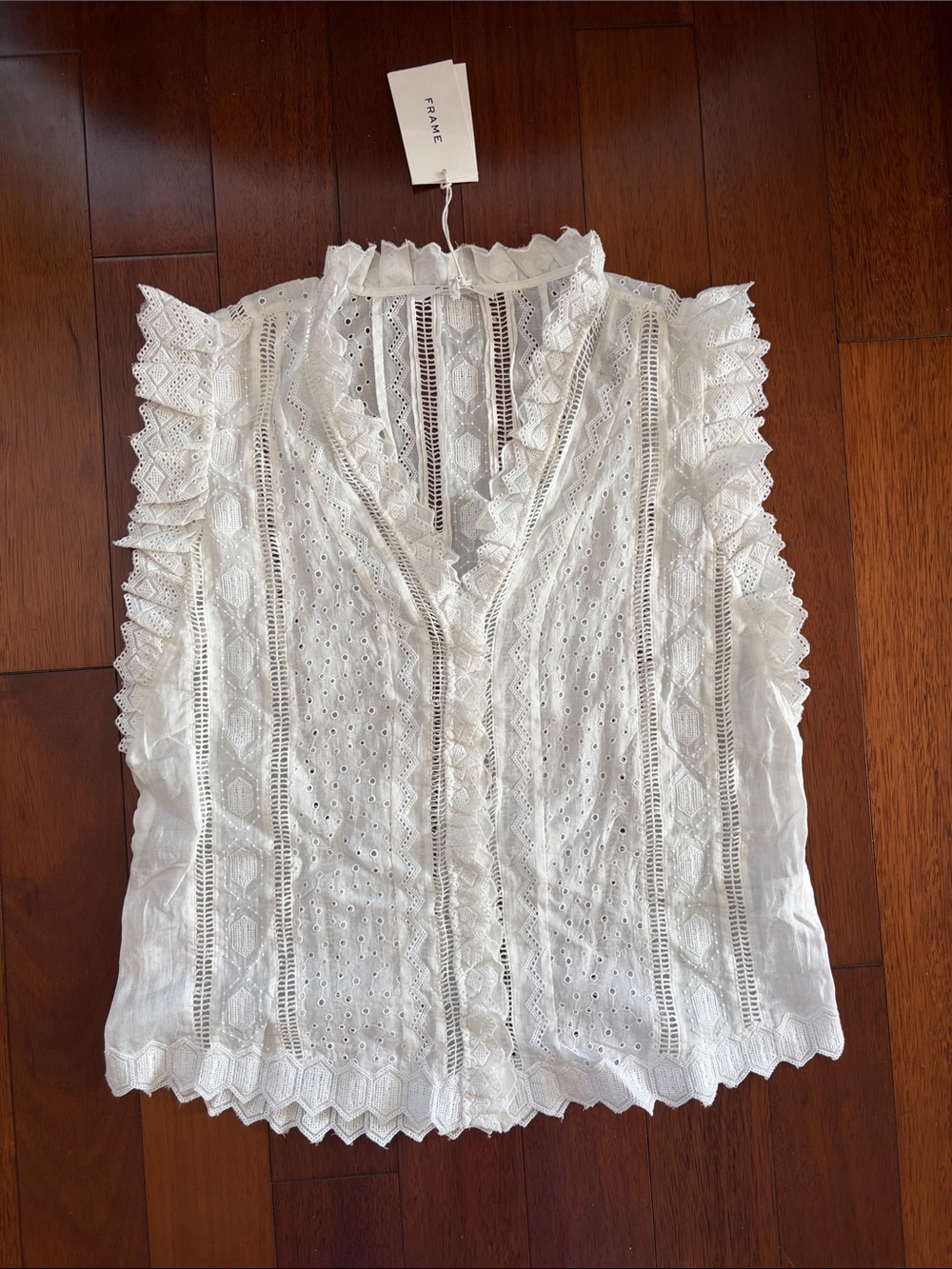 Frame Denim White Eyelet Lace Blouse